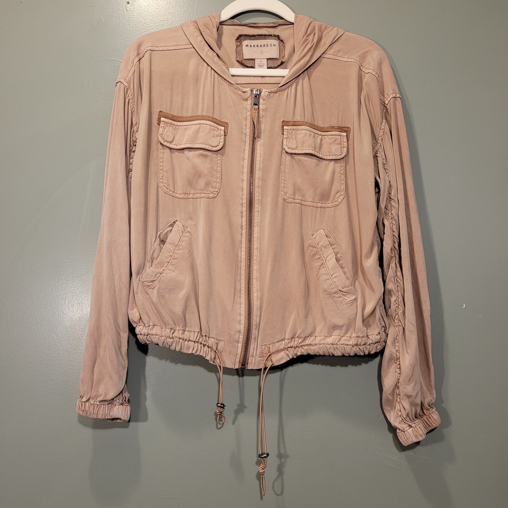 Marrakech Anthropologie Billie Utility Bomber Jacket Women's Size S Light Brown